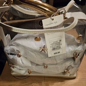 Transparent Starfish Embellished Tote Bag